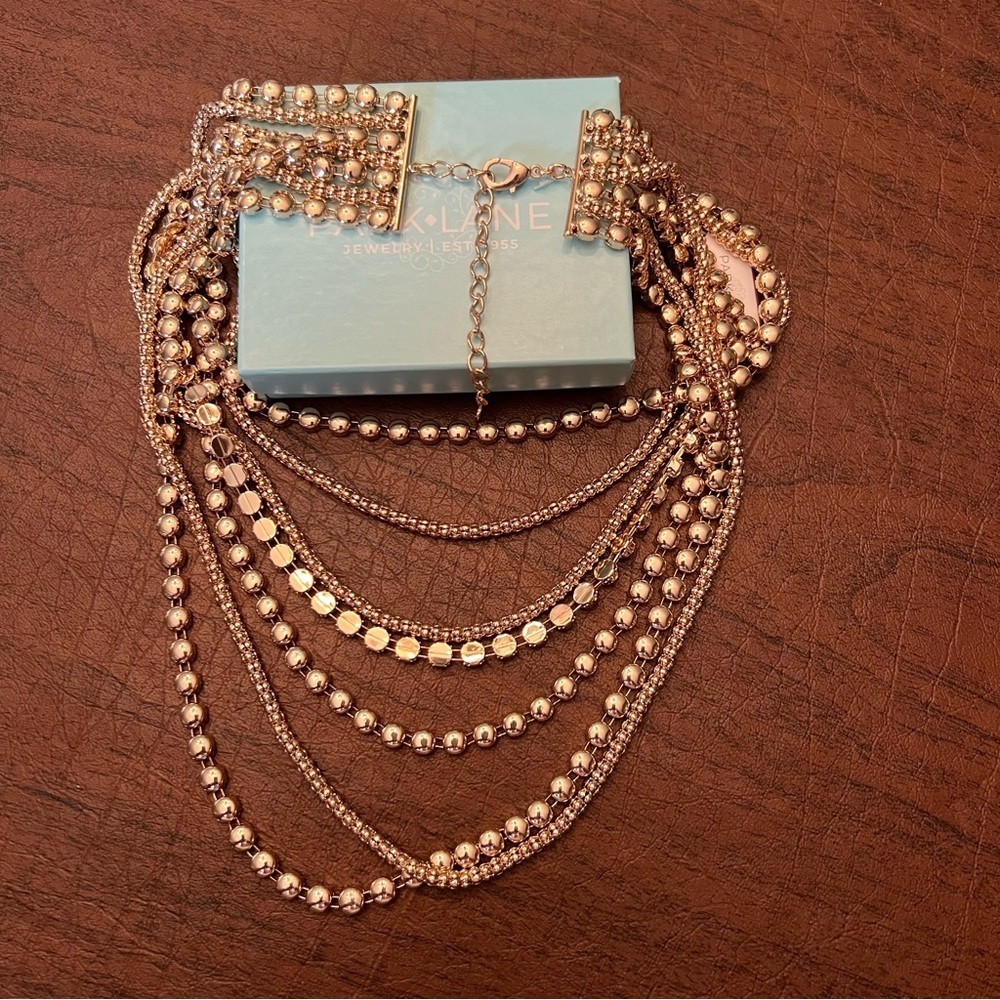 Park Lane ZELDA Gold Multi-Strand Statement Necklace, 5 Strands, 16”+3”, NWT - Picture 4 of 5
